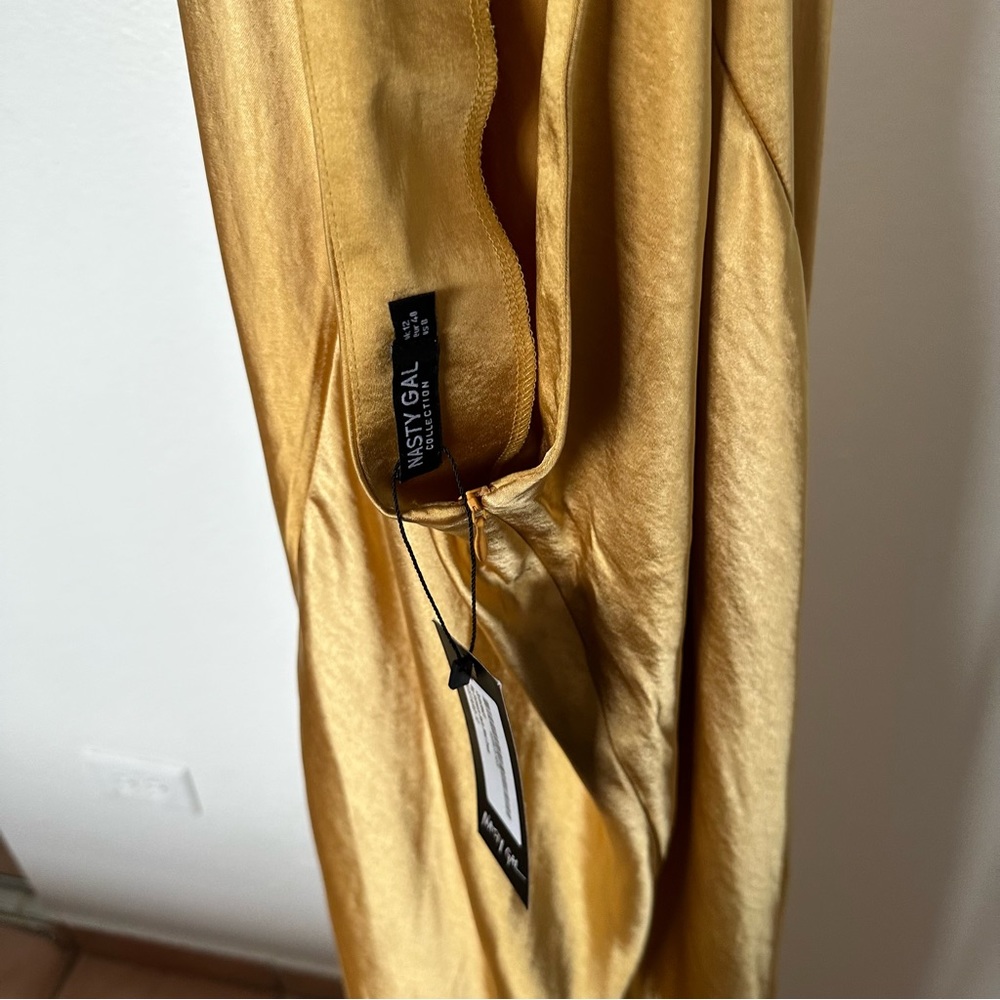 Big Entrance Satin Maxi Dress Mustard - Picture 5 of 9